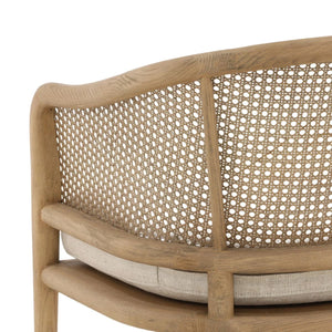 Linen Fabric and Rattan Dining Chair