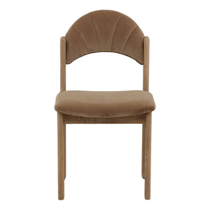 Velvet and Ash Wood Dining Chair