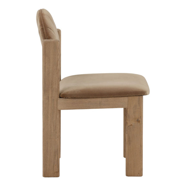 Velvet and Ash Wood Dining Chair