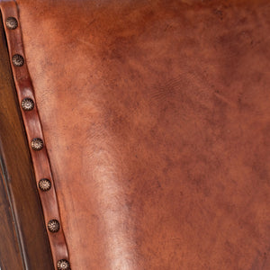 Leather and Teak Occasional Chair - Antique Brown