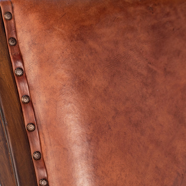 Leather and Teak Occasional Chair - Antique Brown