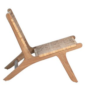 Teak Wood and Rattan Occasional Chair - Natural Finish