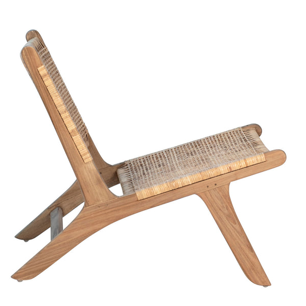 Teak Wood and Rattan Occasional Chair - Natural Finish