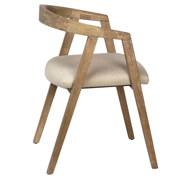 Oak Wood Frame and Linen Dining Chair