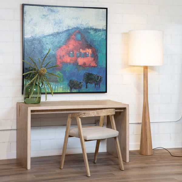 Oak Wood Frame and Linen Dining Chair