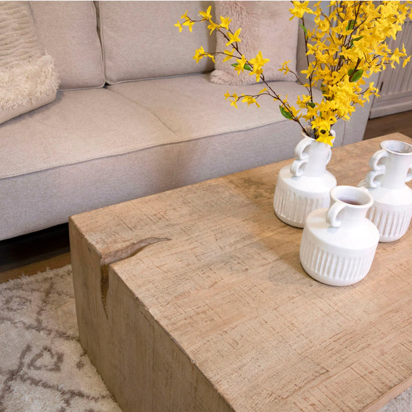 Reclaimed Pine Wood Coffee Table - Light