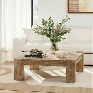 Reclaimed Pine Wood Coffee Table - Antique Natural