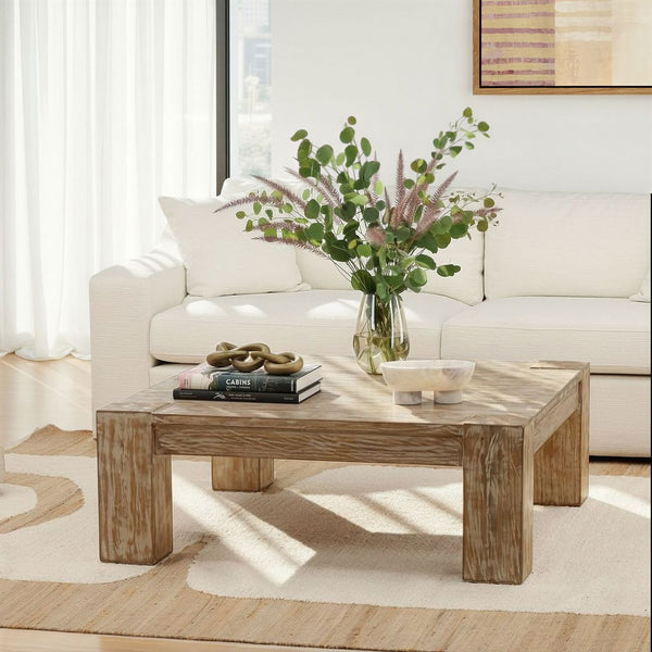 Reclaimed Pine Wood Coffee Table - Antique Natural