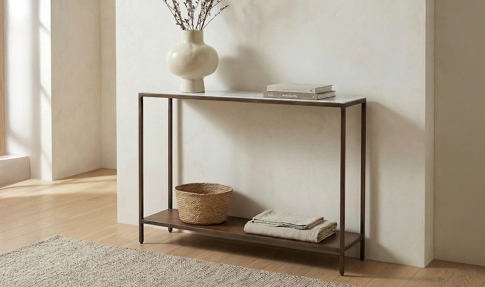 Bottego Console Table Antique Copper