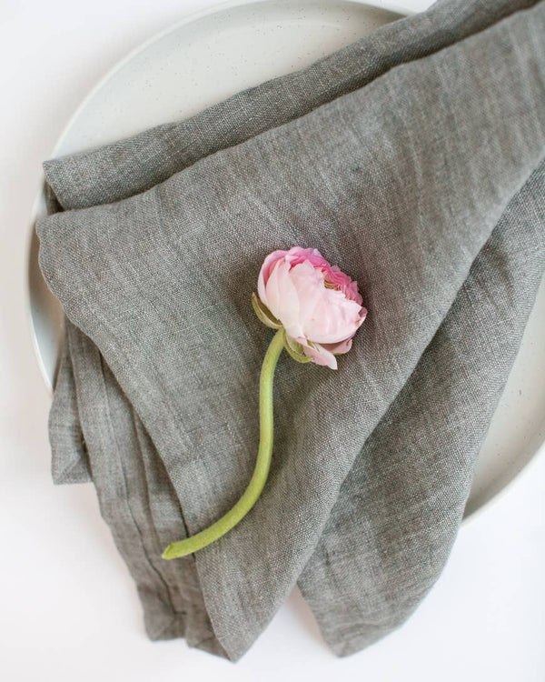 Stone Washed Linen Hemmed Dinner Napkin