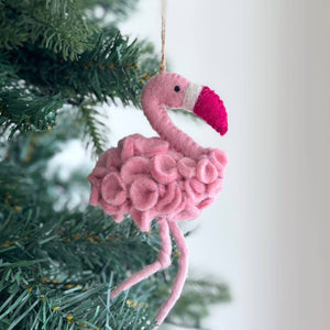 Felt Flower Flamingo Ornament