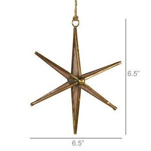 Antique Mirrored Star Ornament, Glass & Brass