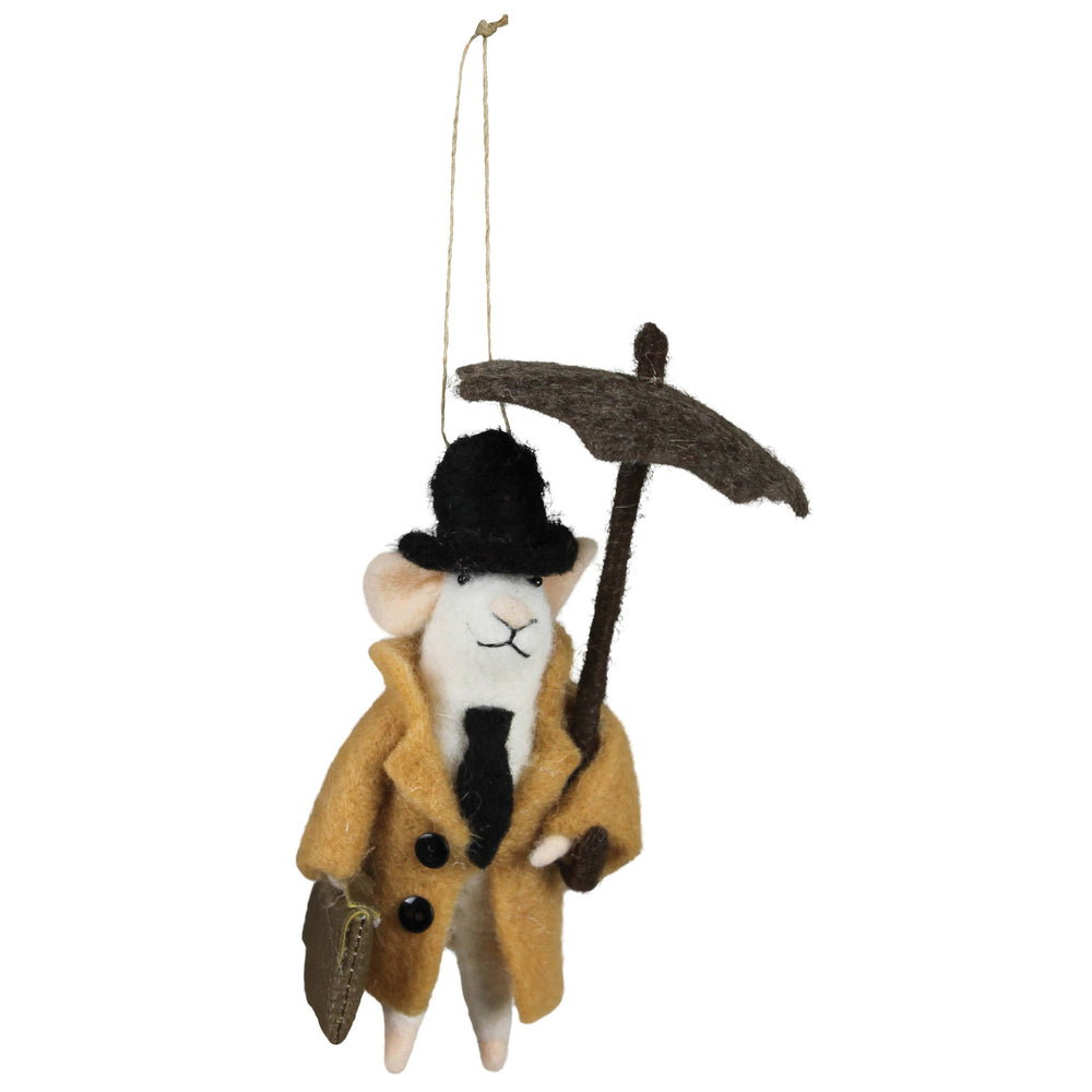 Mouse with Umbrella Ornament, Felt