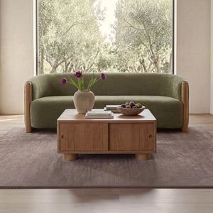Curved Arm Chenille Sofa Olive