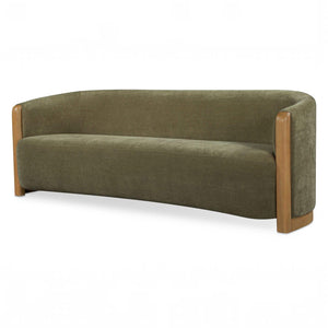 Curved Arm Chenille Sofa Olive