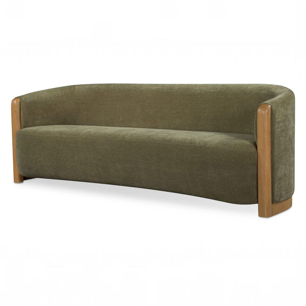 Curved Arm Chenille Sofa Olive