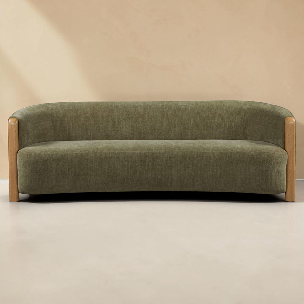 Curved Arm Chenille Sofa Olive