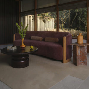 Curved Arm Chenille Sofa Berry