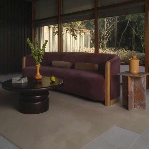 Curved Arm Chenille Sofa Berry