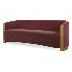 Curved Arm Chenille Sofa Berry