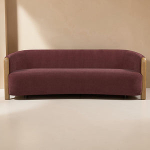 Curved Arm Chenille Sofa Berry