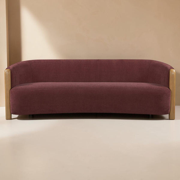 Curved Arm Chenille Sofa Berry