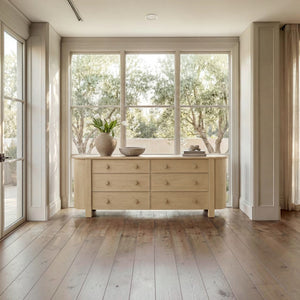 Curved-Corner 6 Drawer Dresser Natural