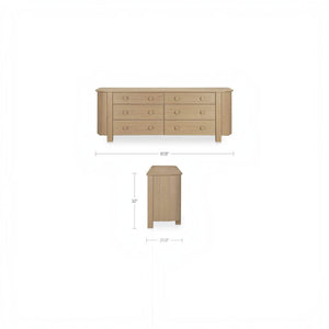 Curved-Corner 6 Drawer Dresser Natural