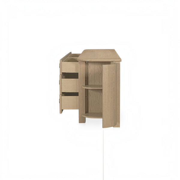 Curved-Corner 6 Drawer Dresser Natural