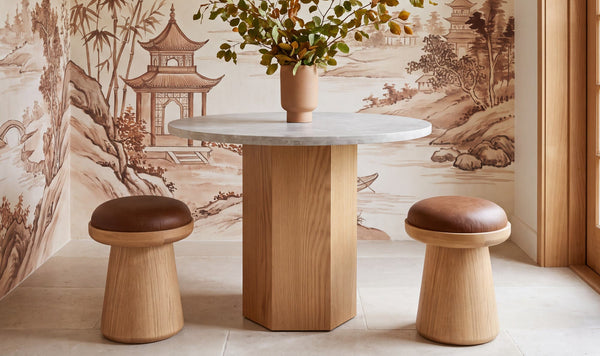 Nadia Swivel Accent Stool, Dark Brown Leather