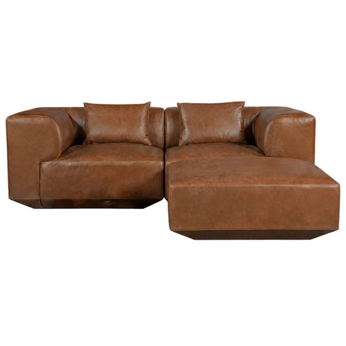 Goodwin Nook Modular Sectional Dark Brown Leather