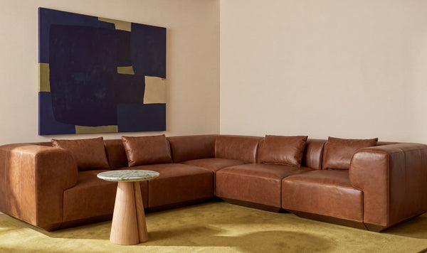 Goodwin Classic L Modular Sectional Dark Brown Leather