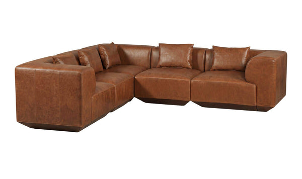 Goodwin Classic L Modular Sectional Dark Brown Leather
