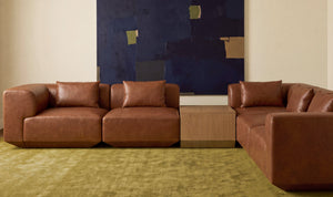 Goodwin Classic L Modular Sectional Dark Brown Leather With Side Table