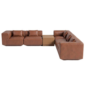 Goodwin Classic L Modular Sectional Dark Brown Leather With Side Table