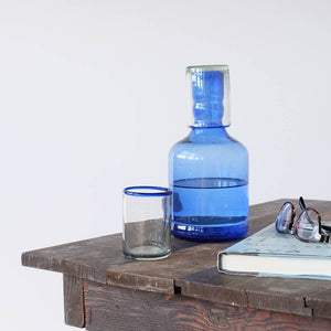 Medium Stacking Glass, Glassware Drinking, Blue Rim