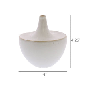 Lief Ceramic Vase - Sm - White.  opening .5"