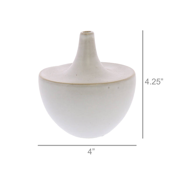Lief Ceramic Vase - Sm - White.  opening .5"