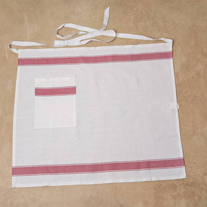 Classic Italian Apron - 100% Cotton - Herringbone Red