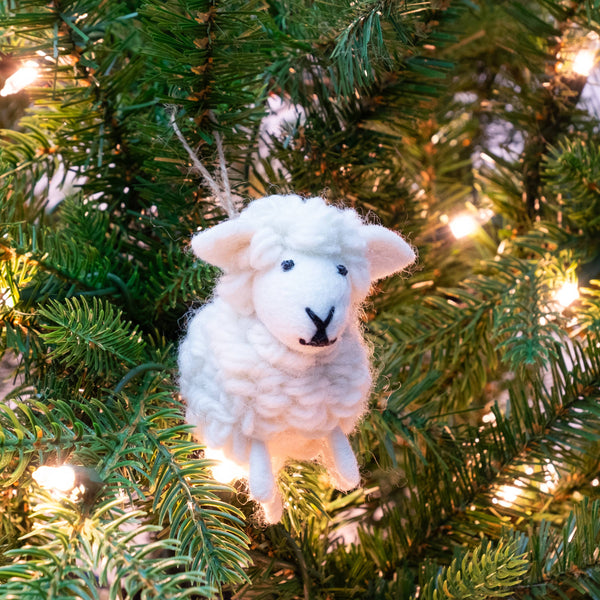 White Wooly Sheep Ornament