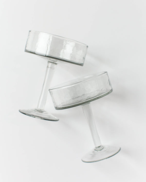 Handblown Hammered Coupe Cocktail Glass