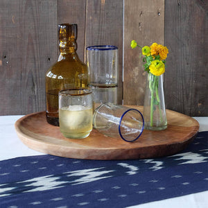 Medium Stacking Glass, Glassware Drinking, Blue Rim