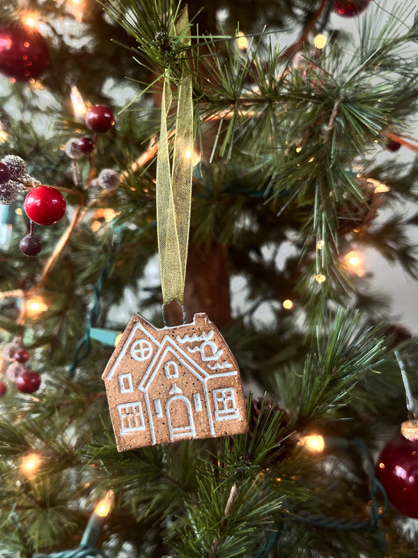 Ceramic Gingerbread House Ornament