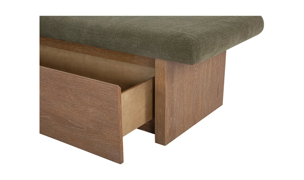 Dark Green Upholstered Storage Bench