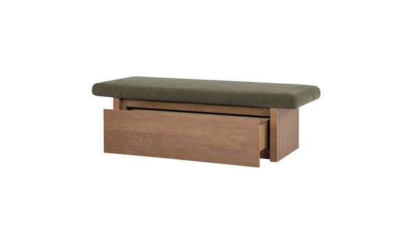 Dark Green Upholstered Storage Bench