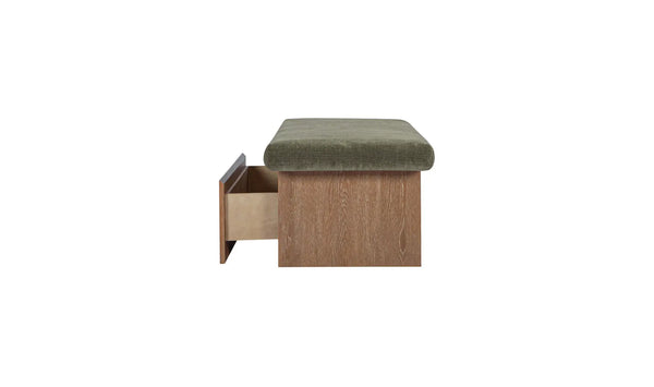 Dark Green Upholstered Storage Bench