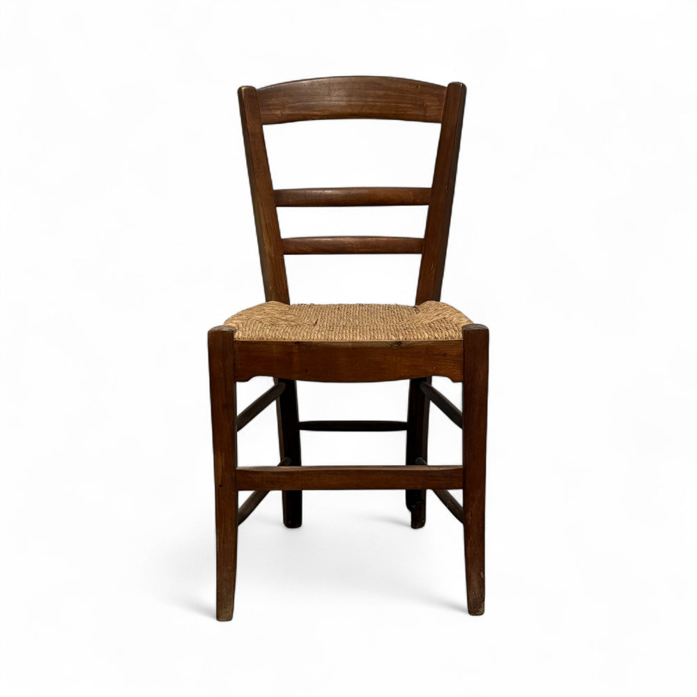 Set of 4 Vintage French Woven Rush Chairs