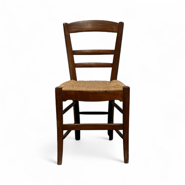 Set of 4 Vintage French Woven Rush Chairs