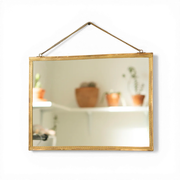 Hanging Brass Mirror 16” x 12”