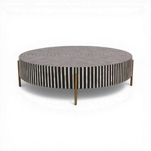 Round Inlay Coffee Table w/ Brass Legs - Med 42"
